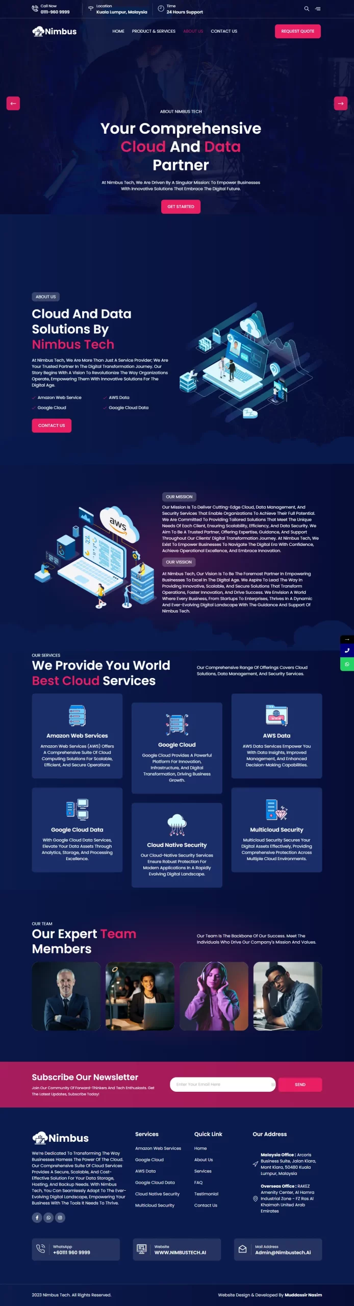 Dynamic visual interface on Singapore business homepage"Dynamic visual interface on Singapore business homepage. nimbustech about us tengb