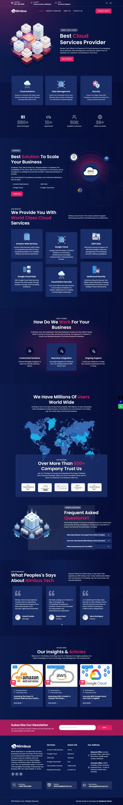 Home page of a Singapore business website with strong call-to-action. nimbustech portfolio design tengb