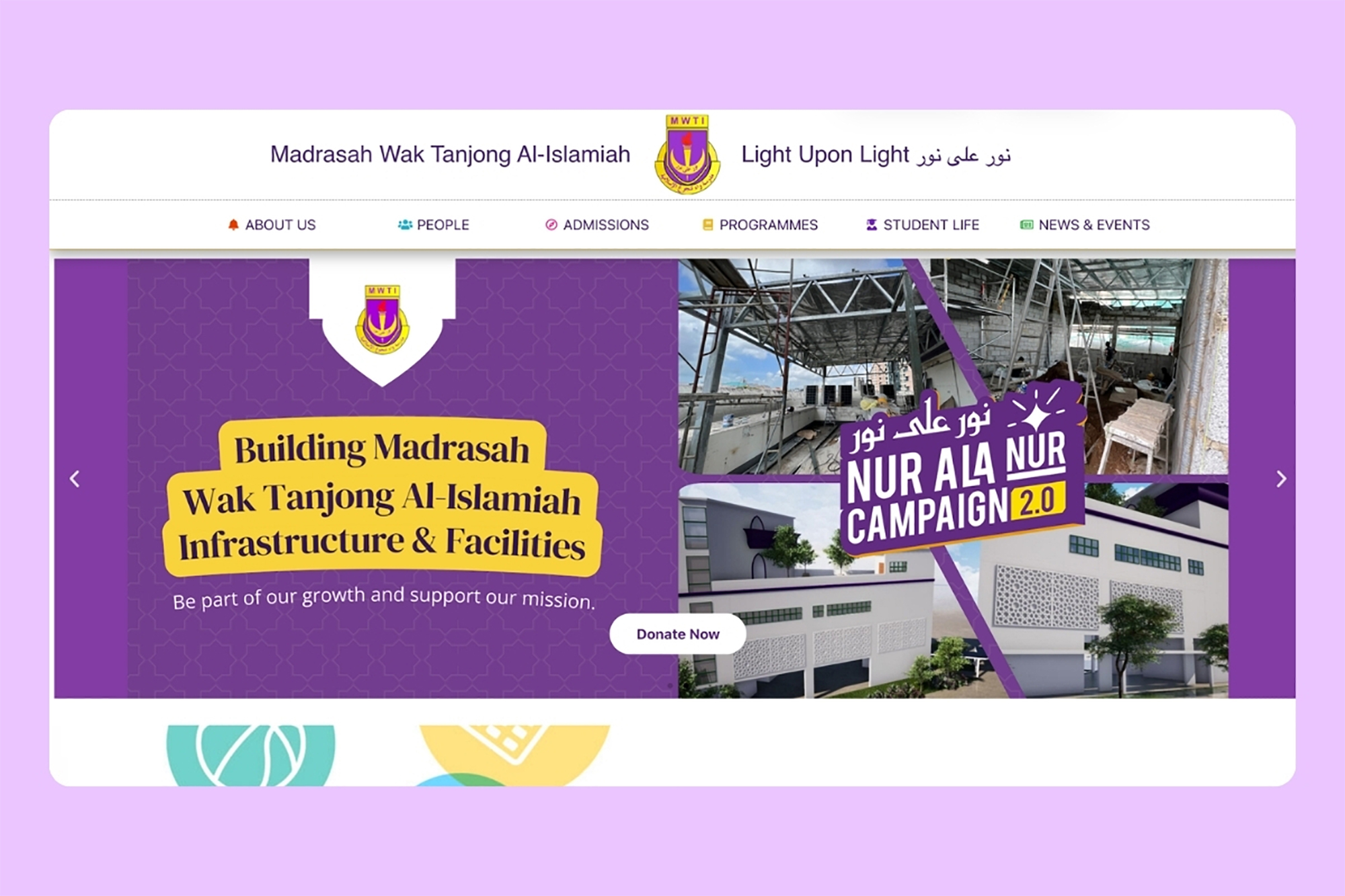 Responsive school website design for Madrasah Wak Tanjong Al Islamiah with user-friendly layout and navigation