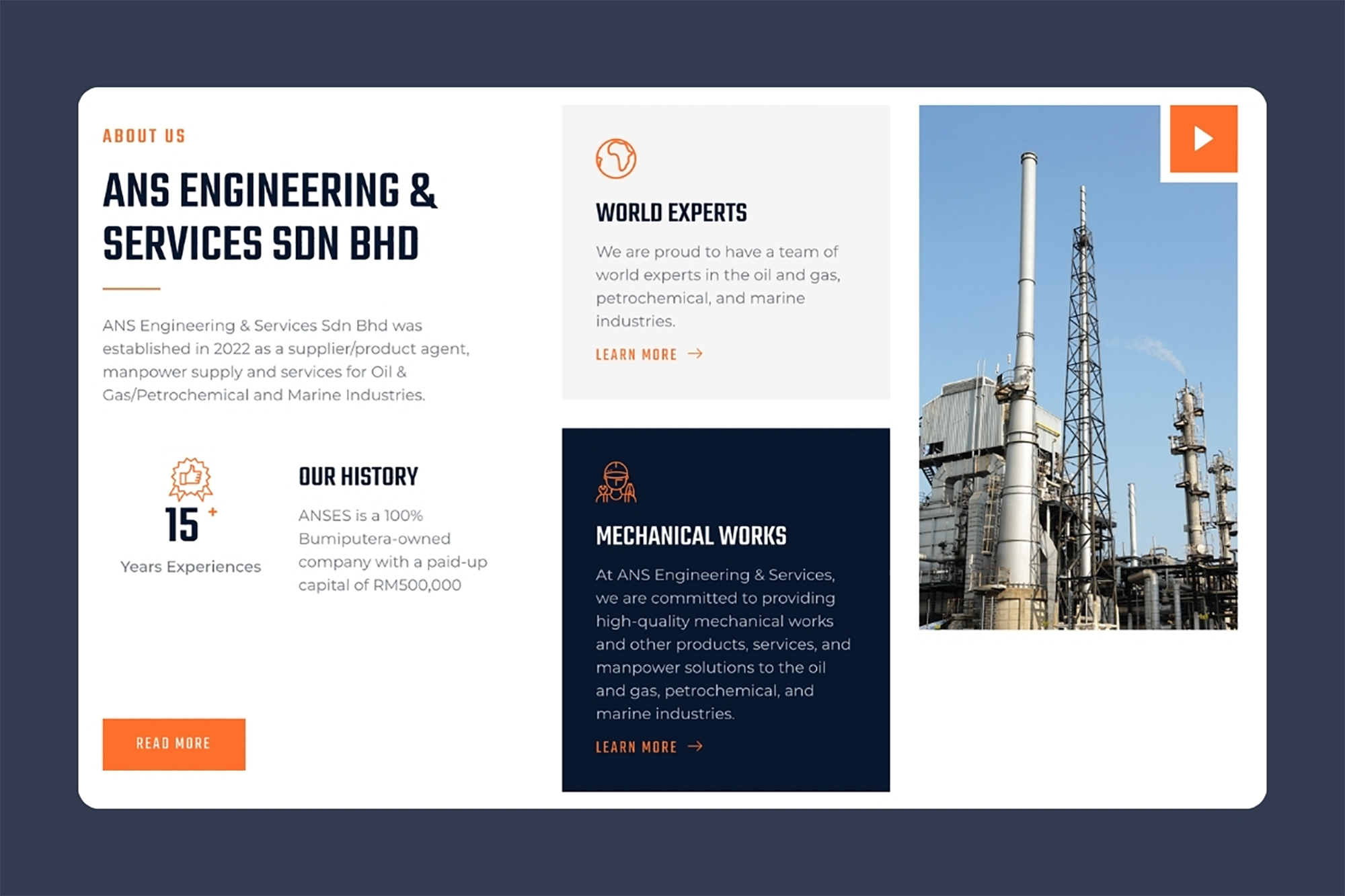 Corporate branding and visual identity design for ANS Engineering Sdn Bhd