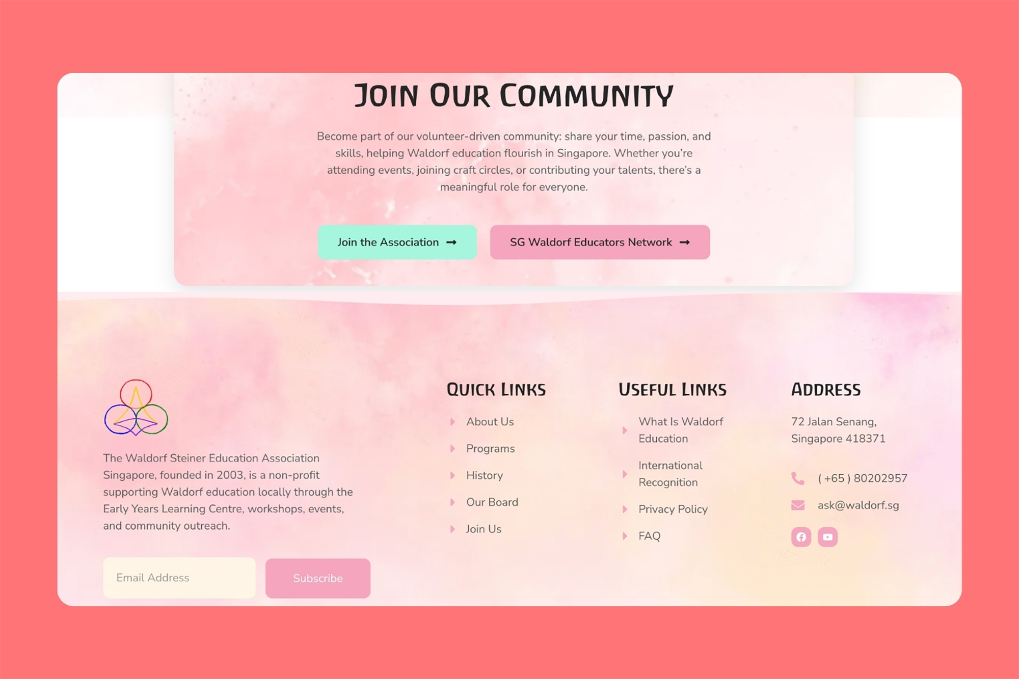 Waldorf Steiner Singapore holistic education website design