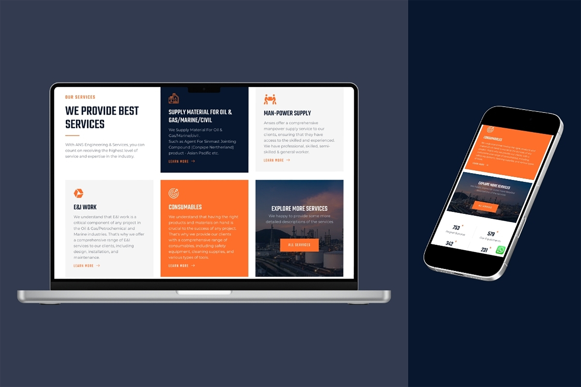 Engineering and manufacturing project showcase integrated into company website