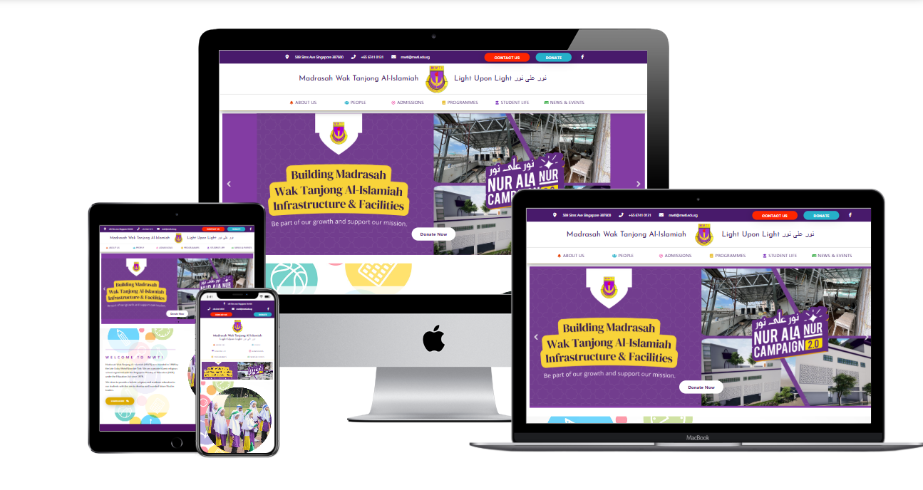 Modern educational website for Madrasah Wak Tanjong Al Islamiah showcasing school information and academic programmes