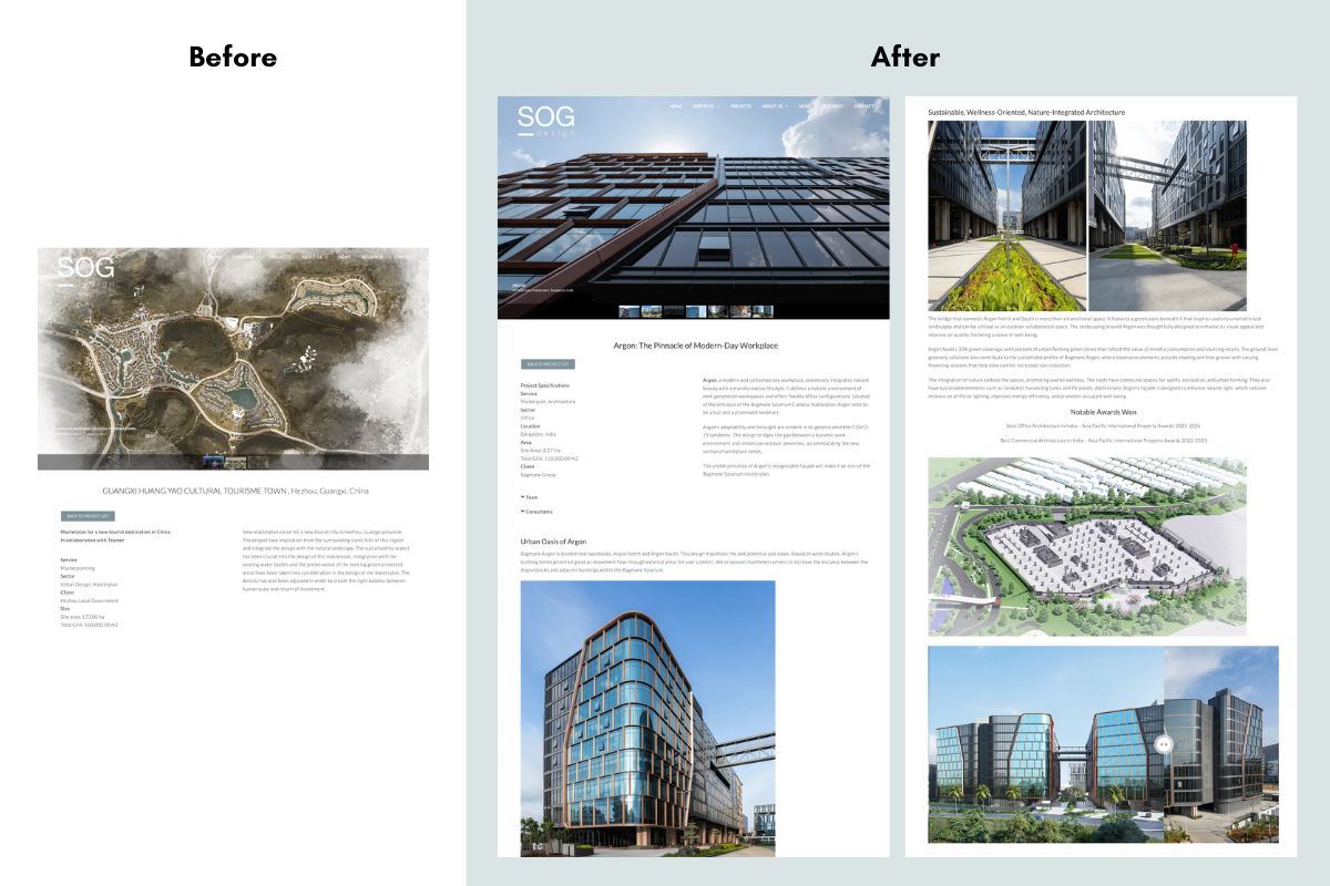 SOG design global architecture studio website portfolio showcase